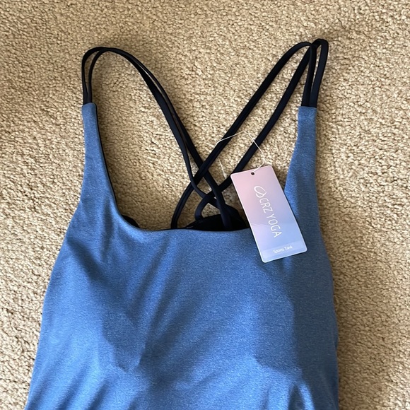 CRZ YOGA  WOMENS SPORTS SOFT BUILD- IN BRA. STRAPPY BACK TANK TOP. - Picture 11 of 15